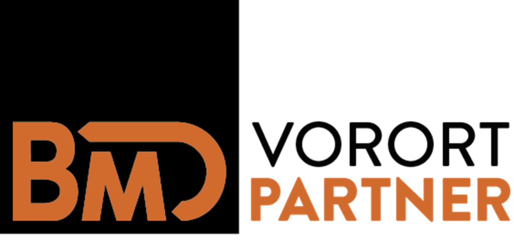 Logo BMD mit Aufschrift "BMD Vorort Partner"