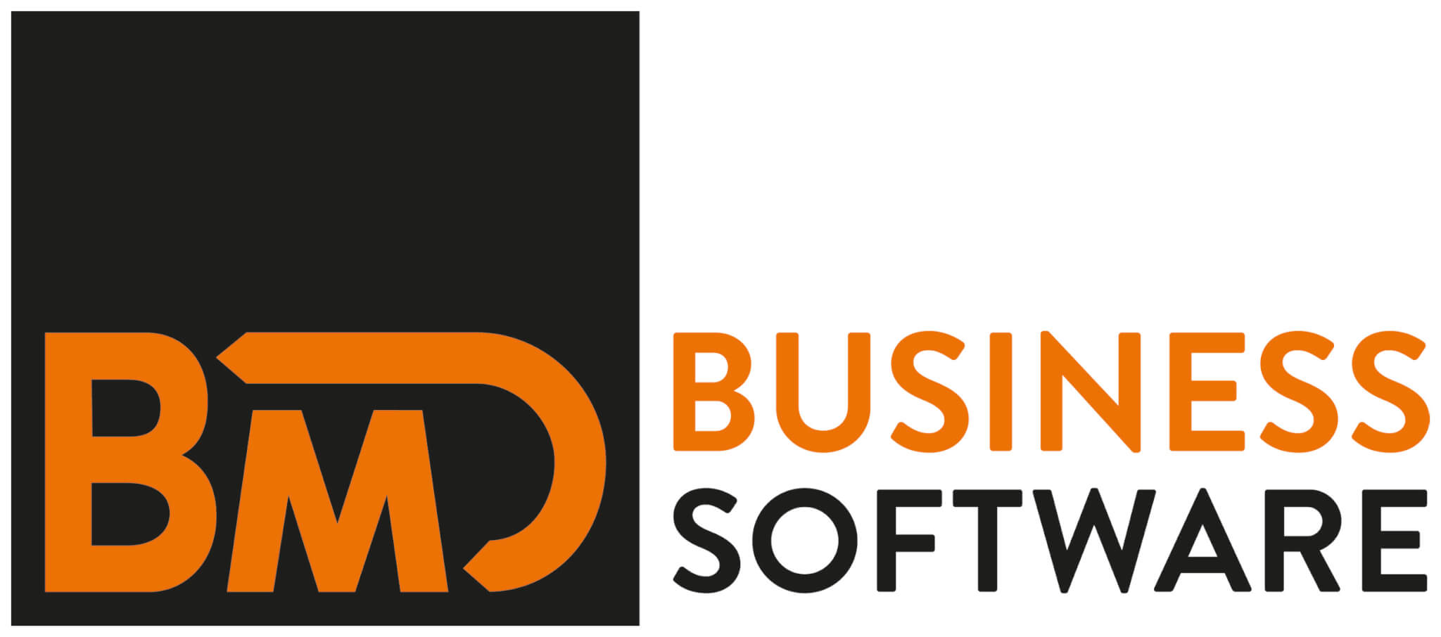 BMD-Logo: Orange und schwarzer Text BMD Business Software, geeignet für Steuer- und Unternehmensberatung.